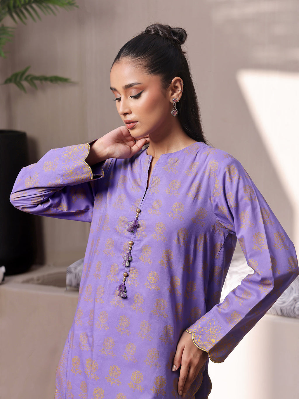 1Pc Printed Unstitched Lawn Purple - OLKS-6217-A