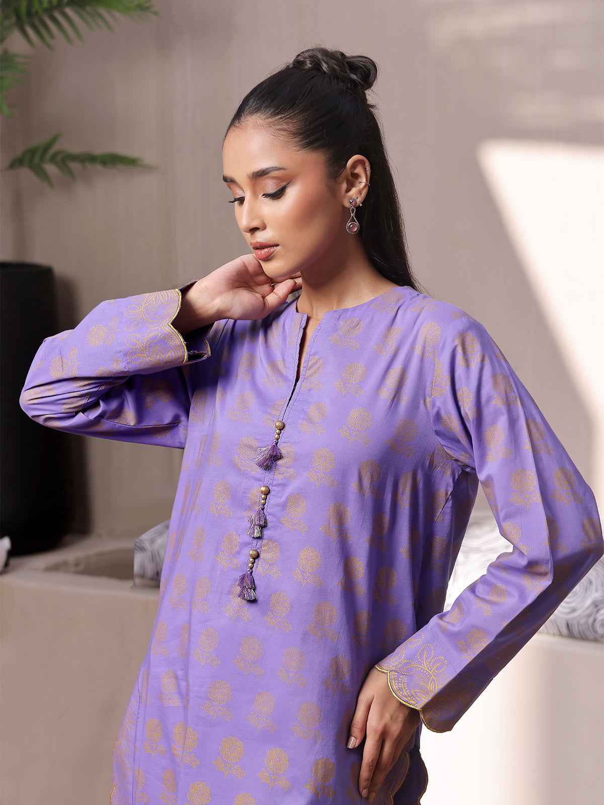 1Pc Printed Unstitched Lawn Purple - OLKS-6217-A