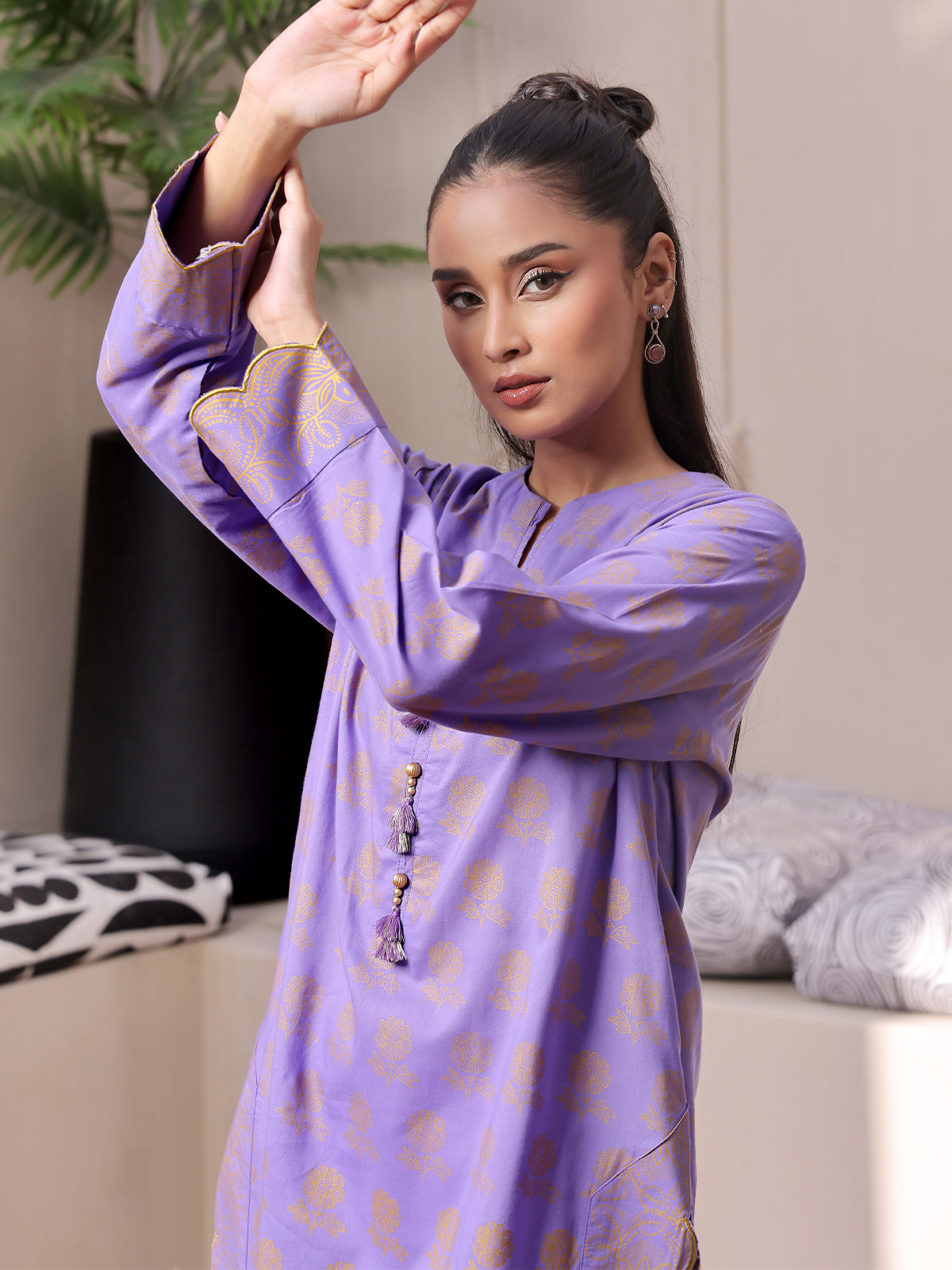1Pc Printed Unstitched Lawn Purple - OLKS-6217-A