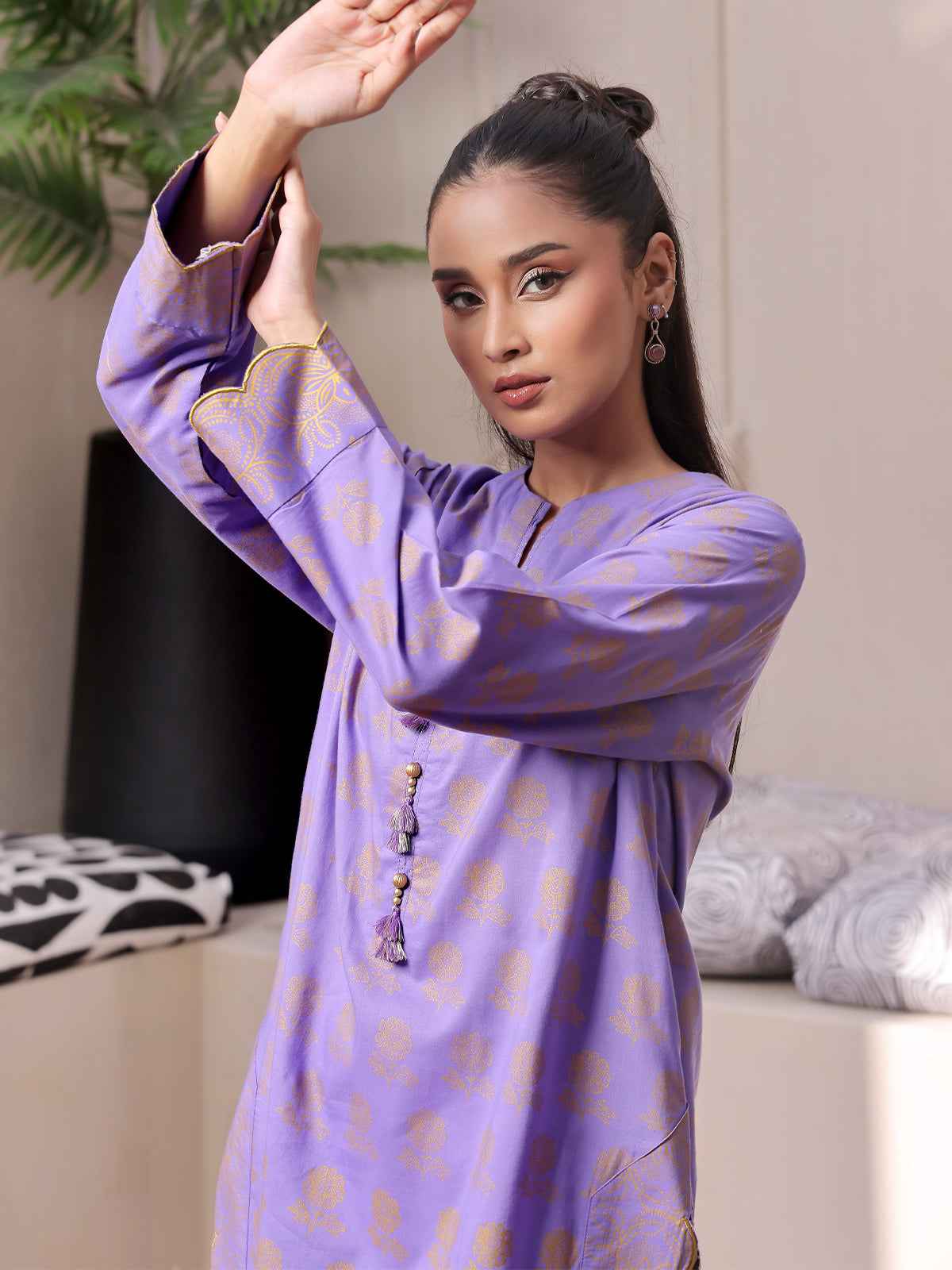 1Pc Printed Unstitched Lawn Purple - OLKS-6217-A