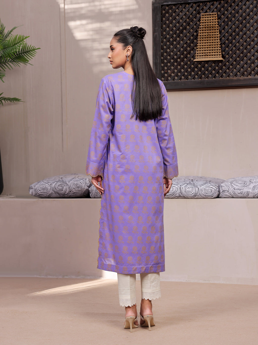 1Pc Printed Unstitched Lawn Purple - OLKS-6217-A