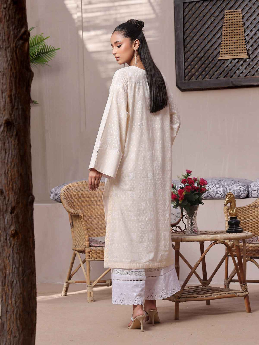 1Pc Printed Unstitched Lawn Cream - OLKS-6223-A
