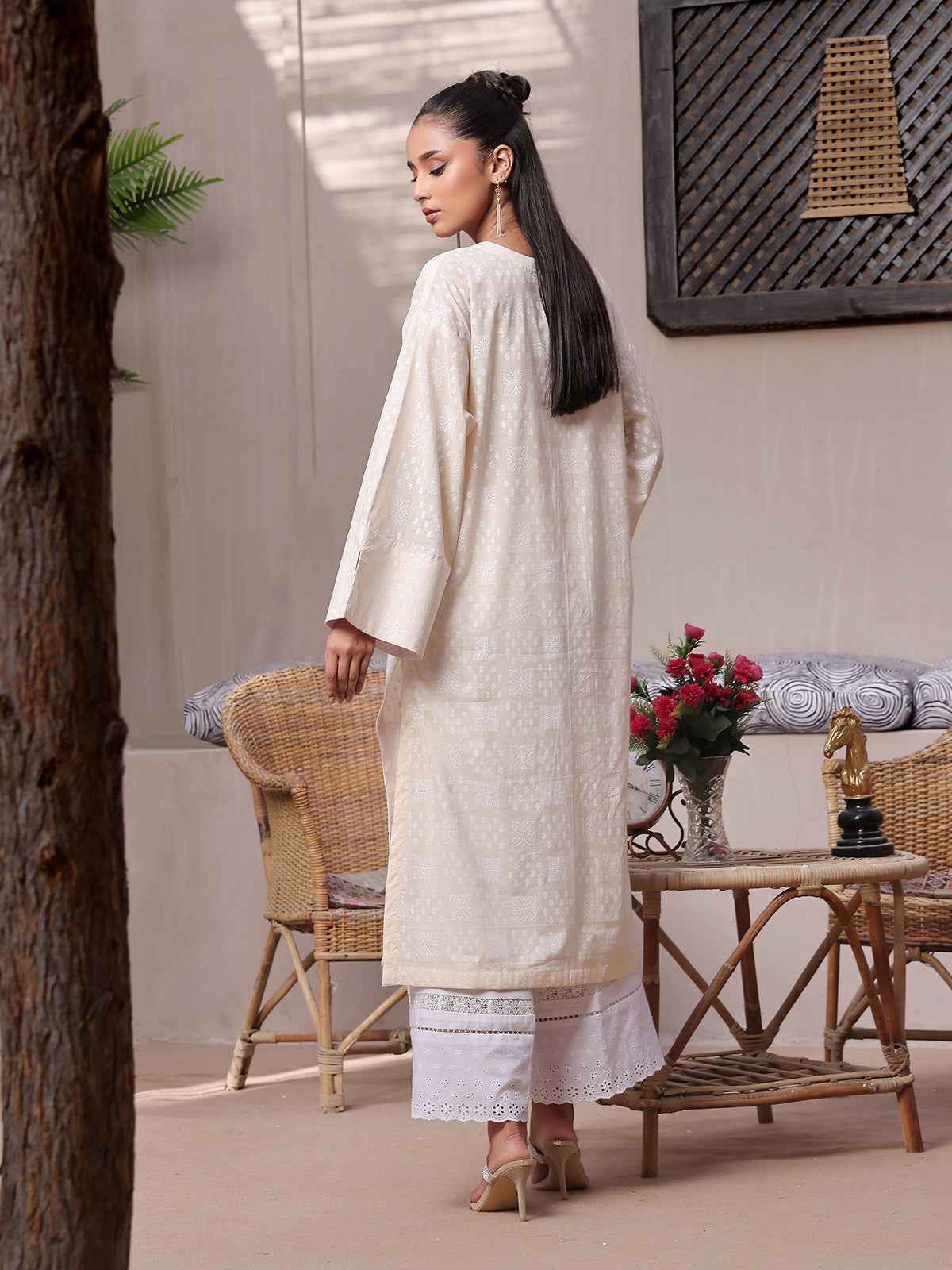 1Pc Printed Unstitched Lawn Cream - OLKS-6223-A