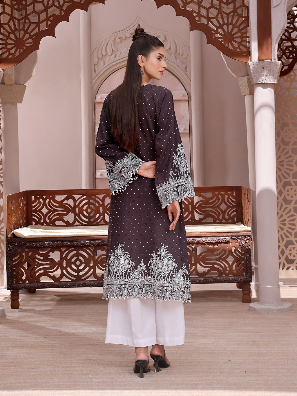 1Pc Printed Unstitched Lawn Black - OLKS-6230-A