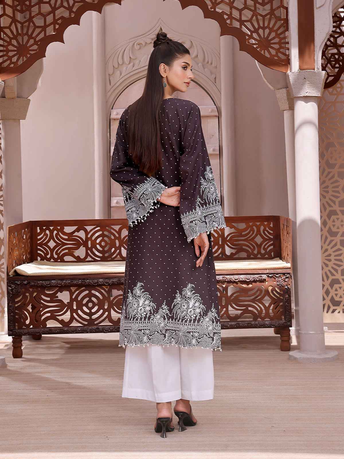 1Pc Printed Unstitched Lawn Black - OLKS-6230-A