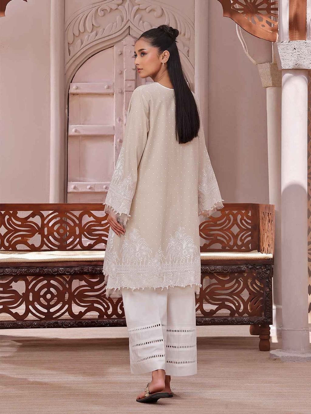 1Pc Printed Unstitched Lawn Beige - OLKS-6230-B
