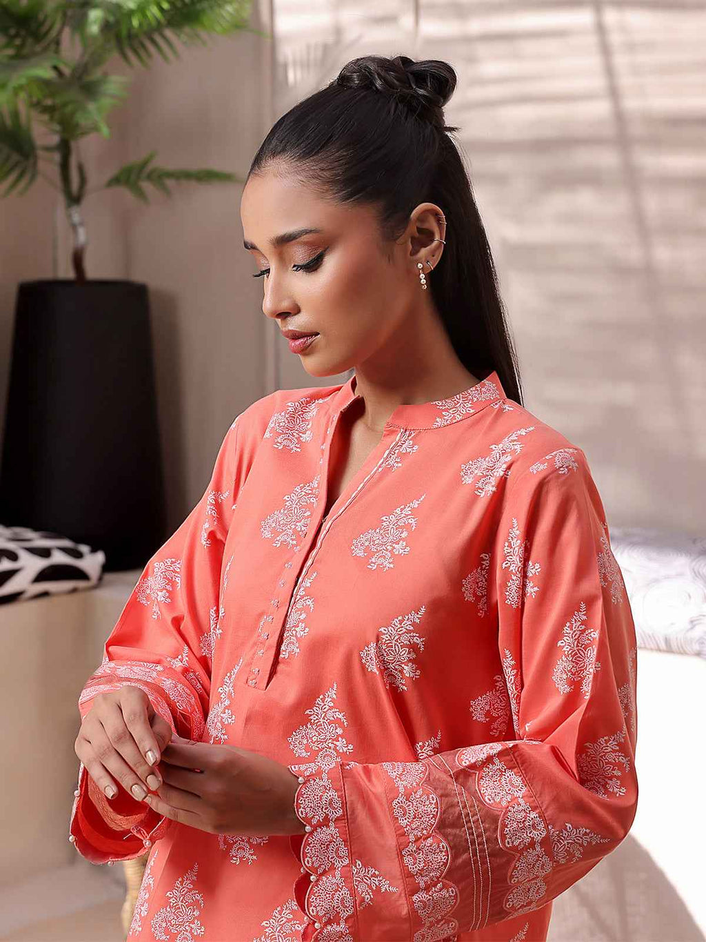 1Pc Printed Unstitched Lawn Peach - OLKS-6231-A