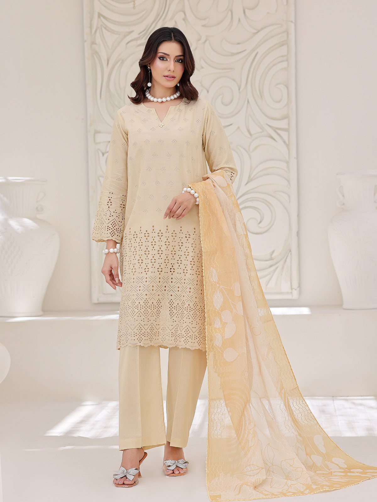 3Pc ChickenKaari Pret Suit Lawn Yellow - OWE3P-2601013