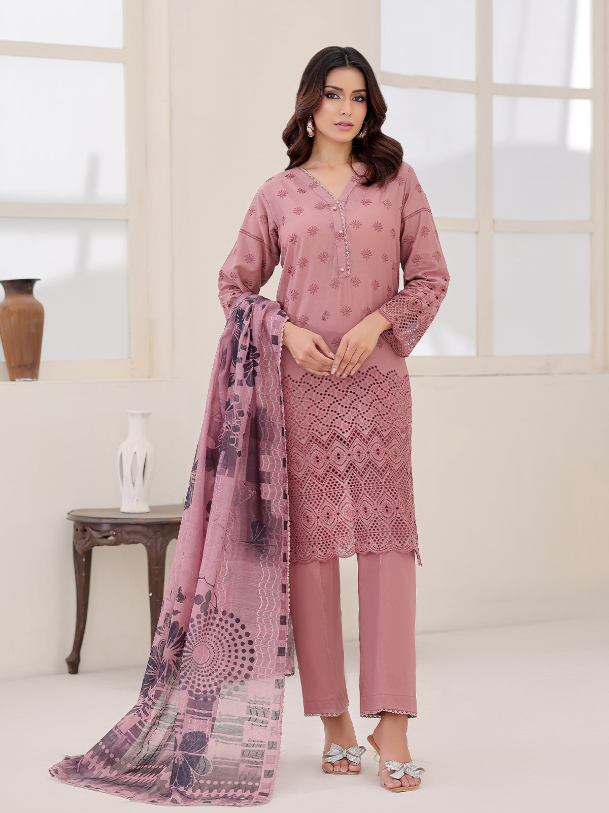 3Pc ChickenKaari Pret Suit Lawn Dark Brown - OWE3P-2601015