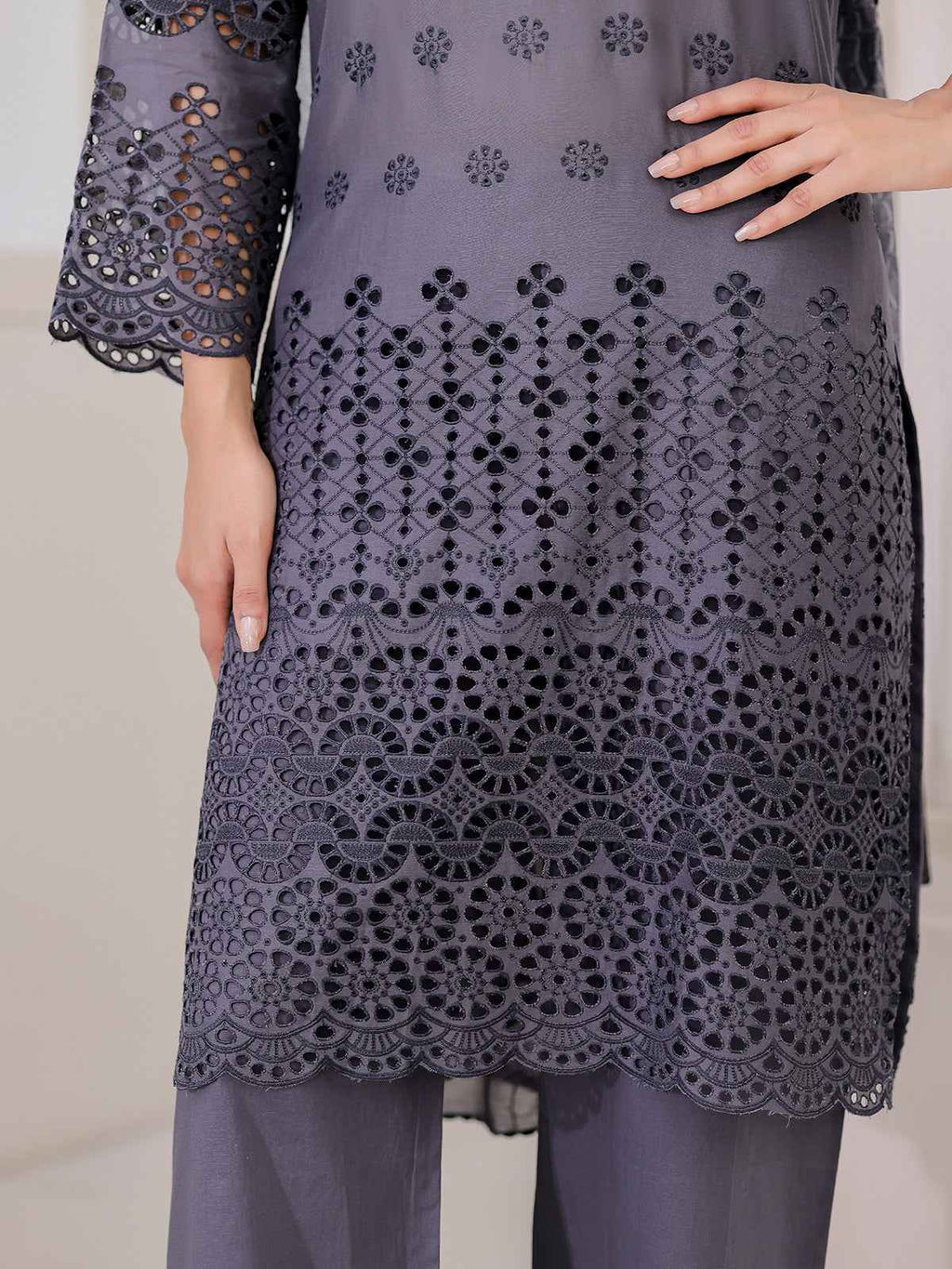 3Pc ChickenKaari Pret Suit Lawn Charcoal - OWE3P-2601017