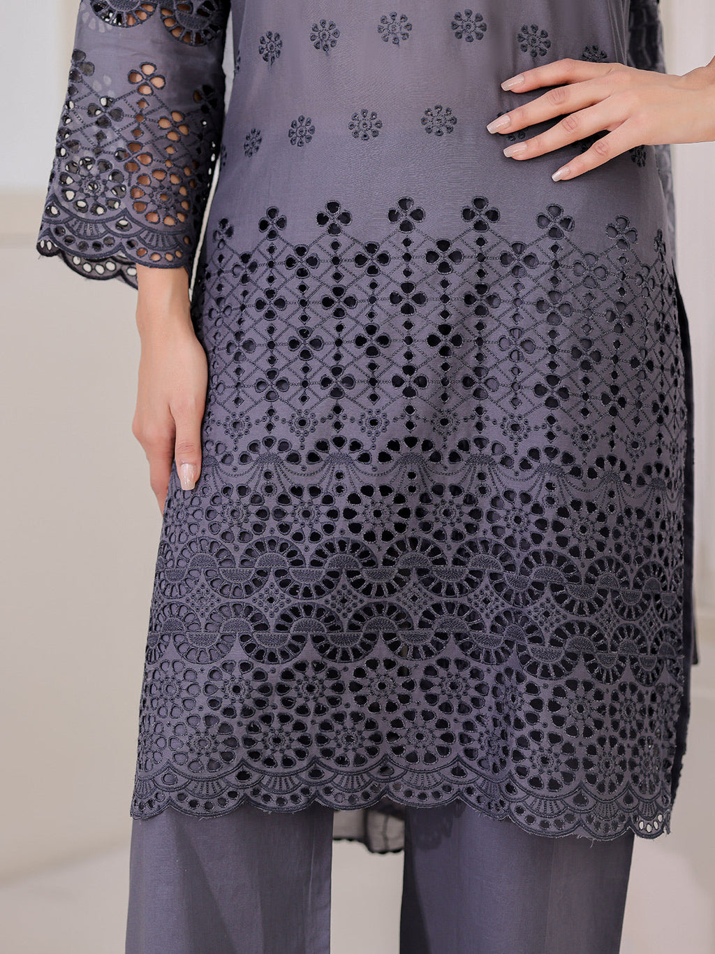 3Pc ChickenKaari Pret Suit Lawn Charcoal - OWE3P-2601017