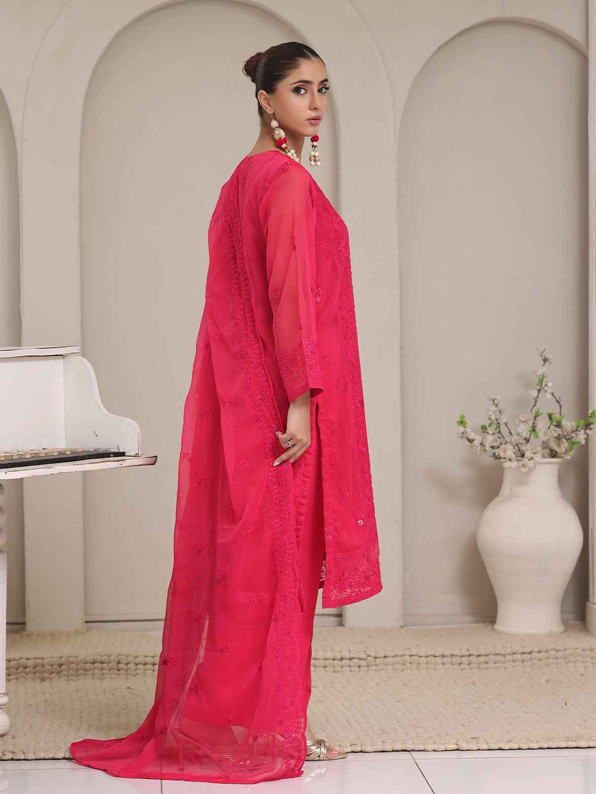 3Pc Embroidered Pret Suit Dyed Chiffon Aatishi - OWE3P-2405019