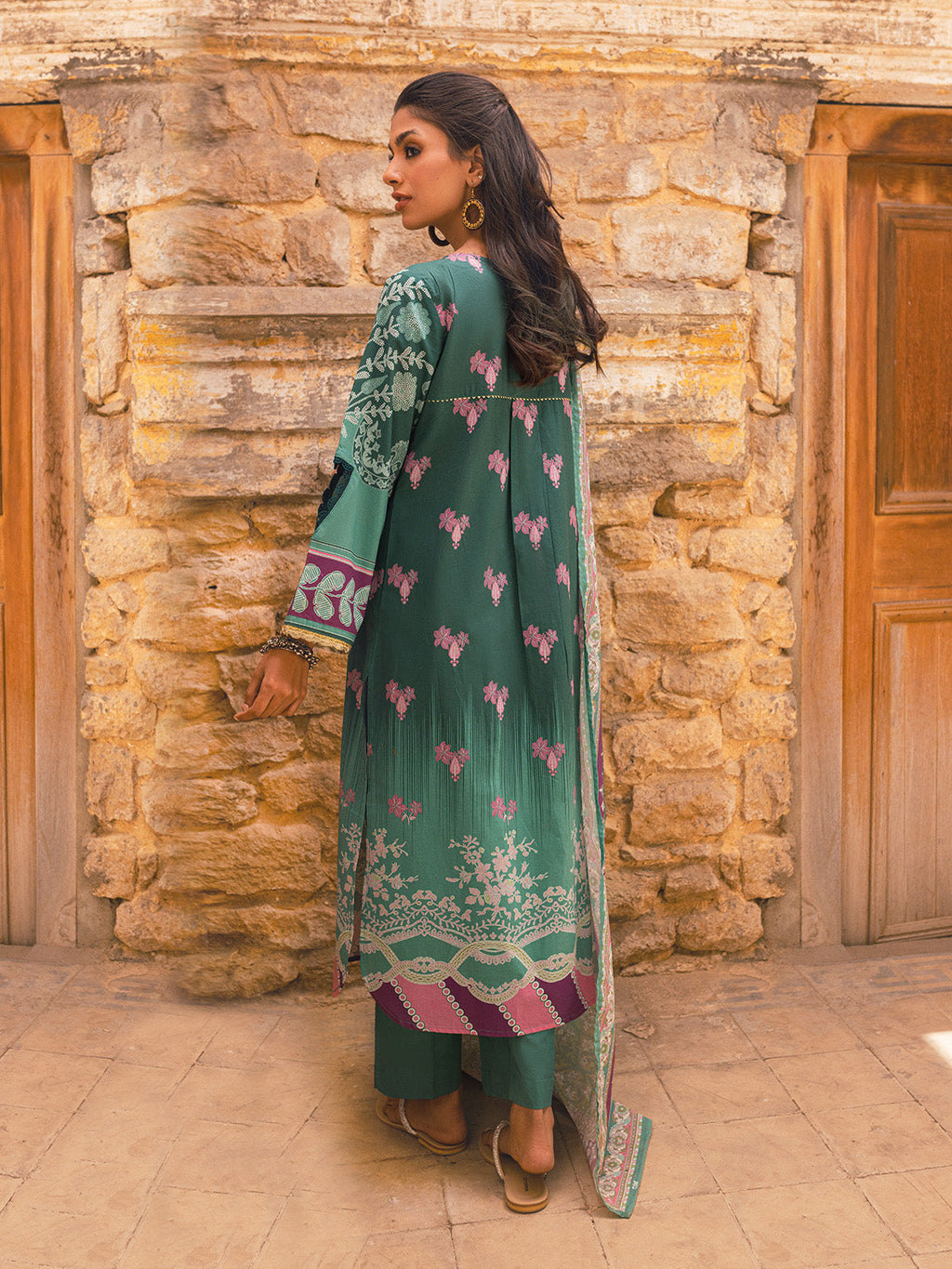 3Pc Embroidered Suit Pret Lawn Green - OWE3P-2302039