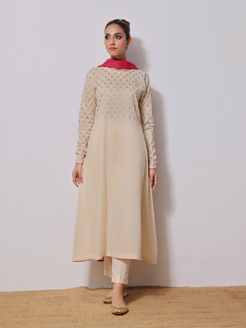 3Pc Embroidered Suit Pret Lawn Off White - OWE3PG-2310022