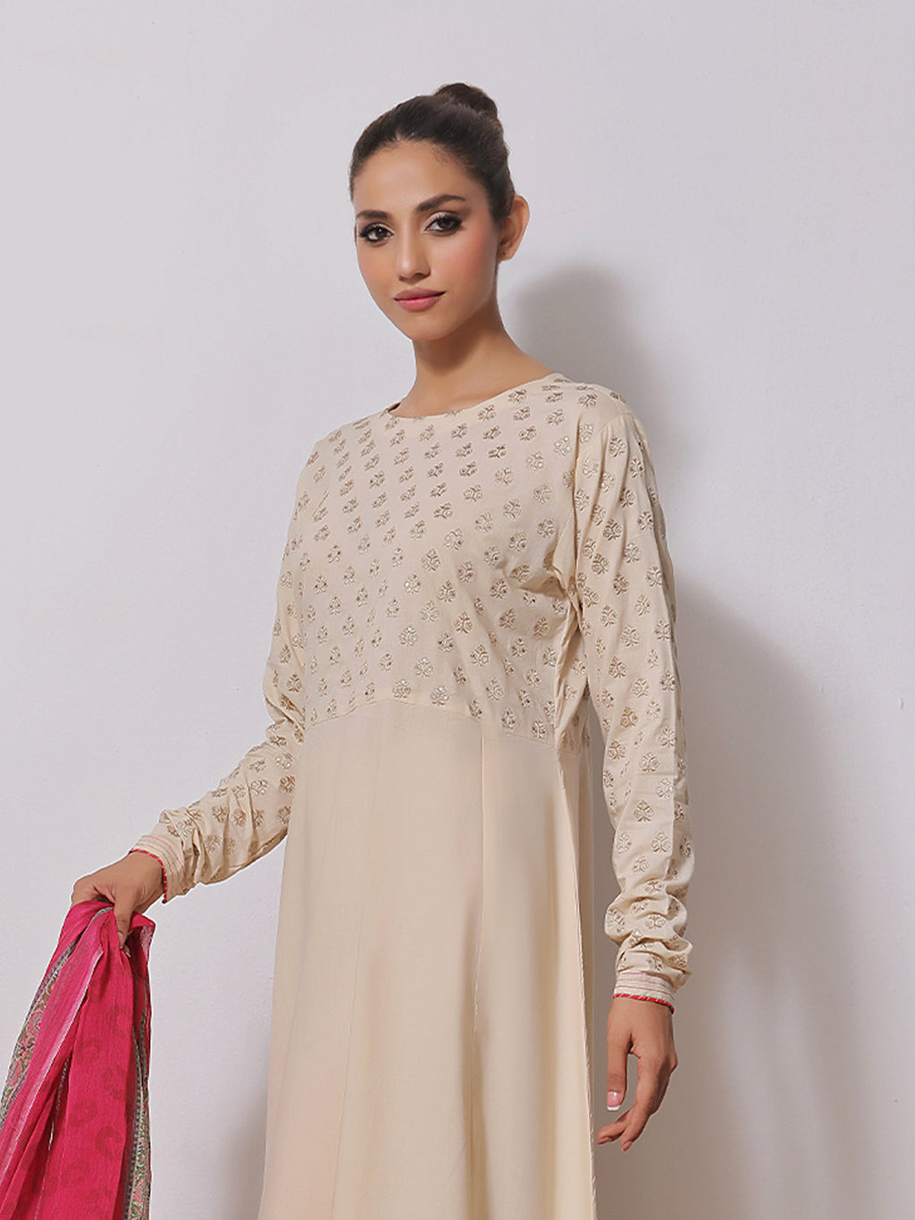 3Pc Embroidered Suit Pret Lawn Off White - OWE3PG-2310022