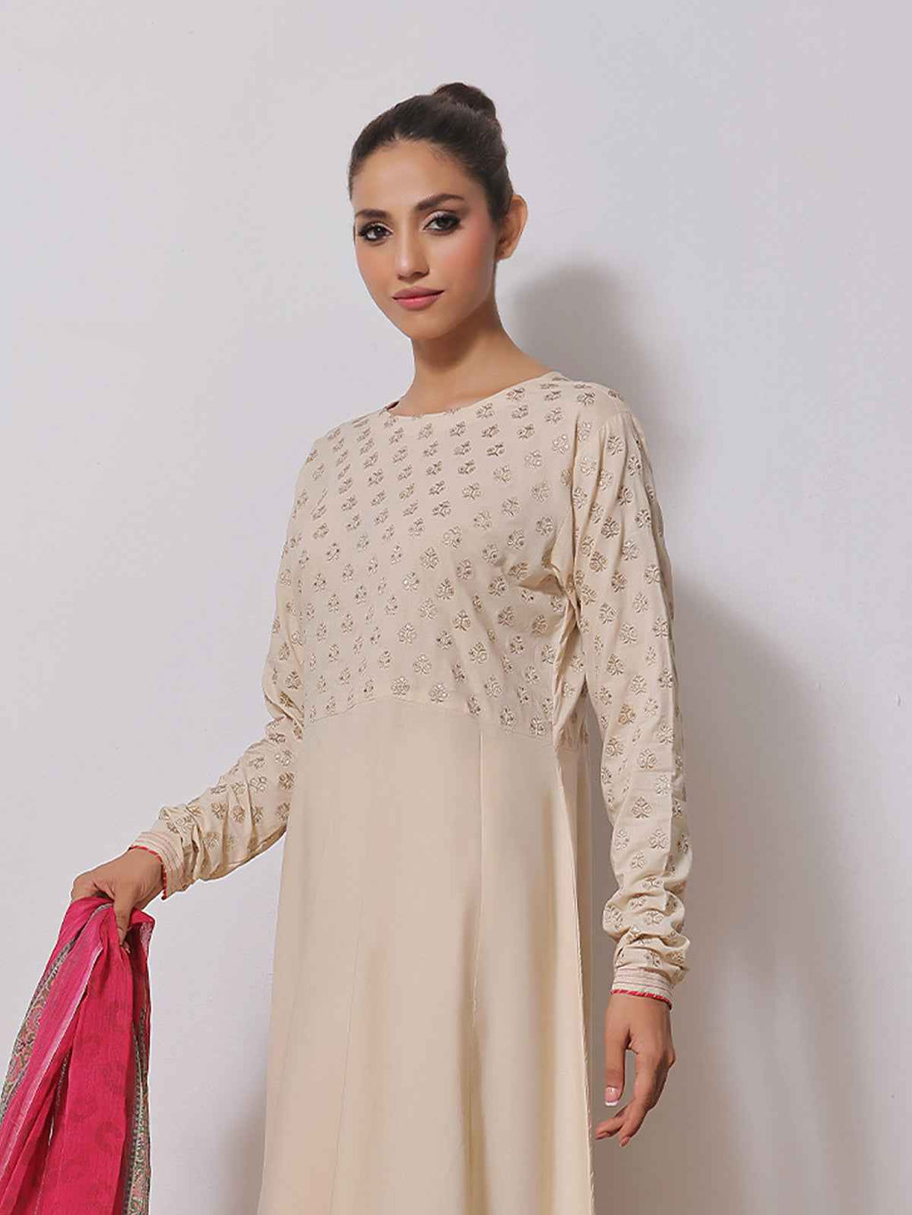 3Pc Embroidered Suit Pret Lawn Off White - OWE3PG-2310022
