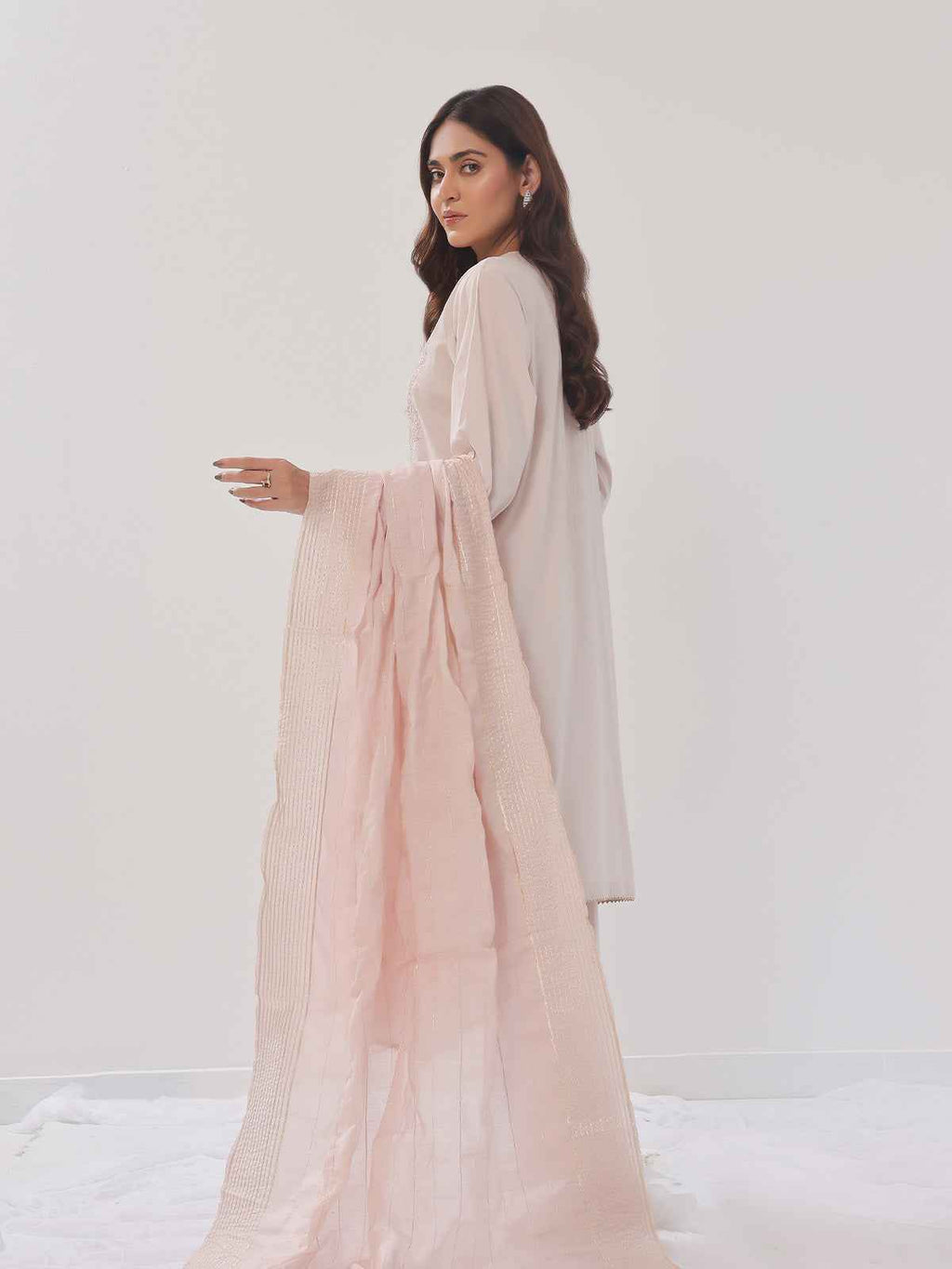 3PCs Embroidered Suit Pret Dyed Cambric Light Grey - OWE3PG-2406008