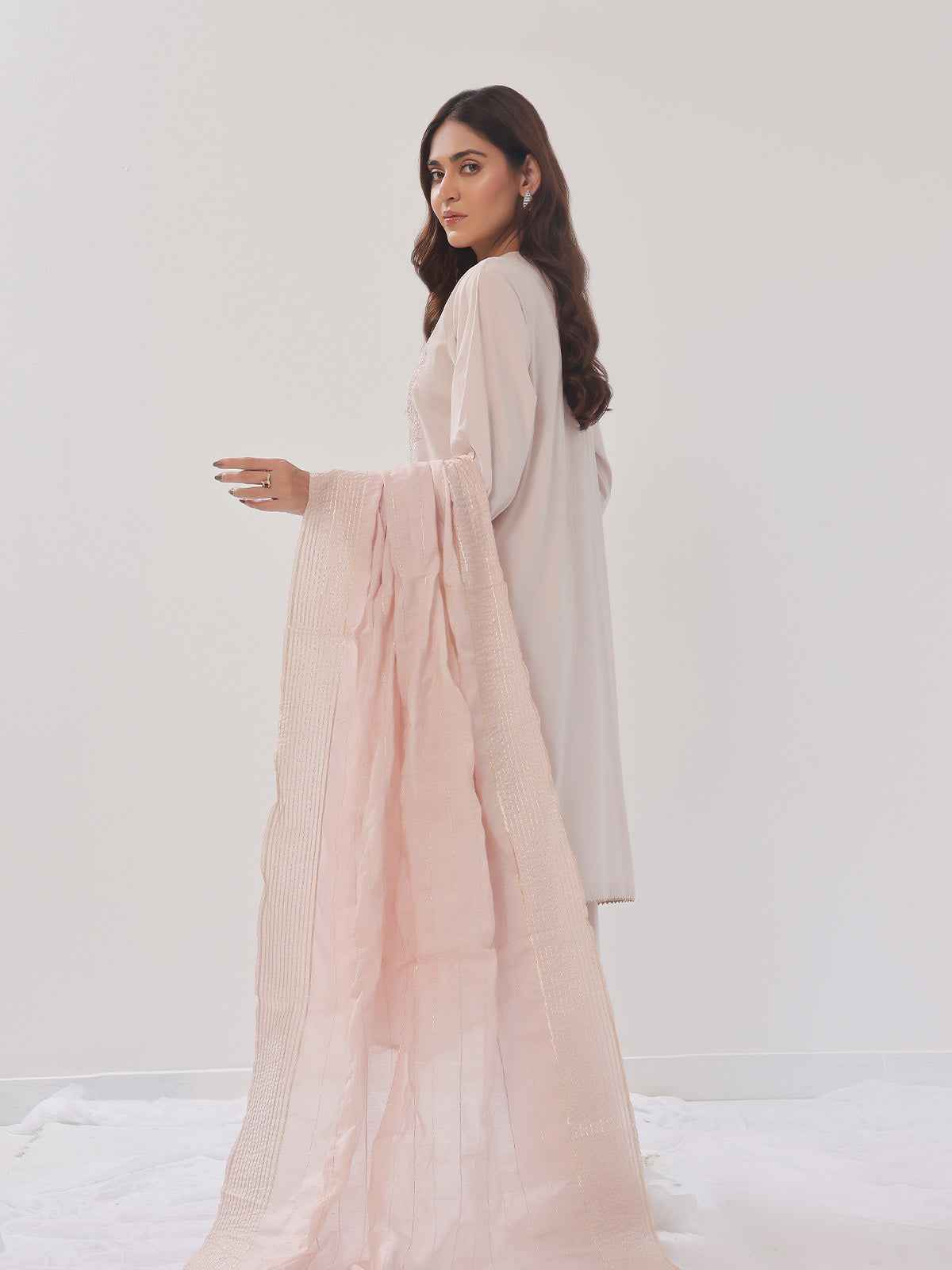 3PCs Embroidered Suit Pret Dyed Cambric Light Grey - OWE3PG-2406008