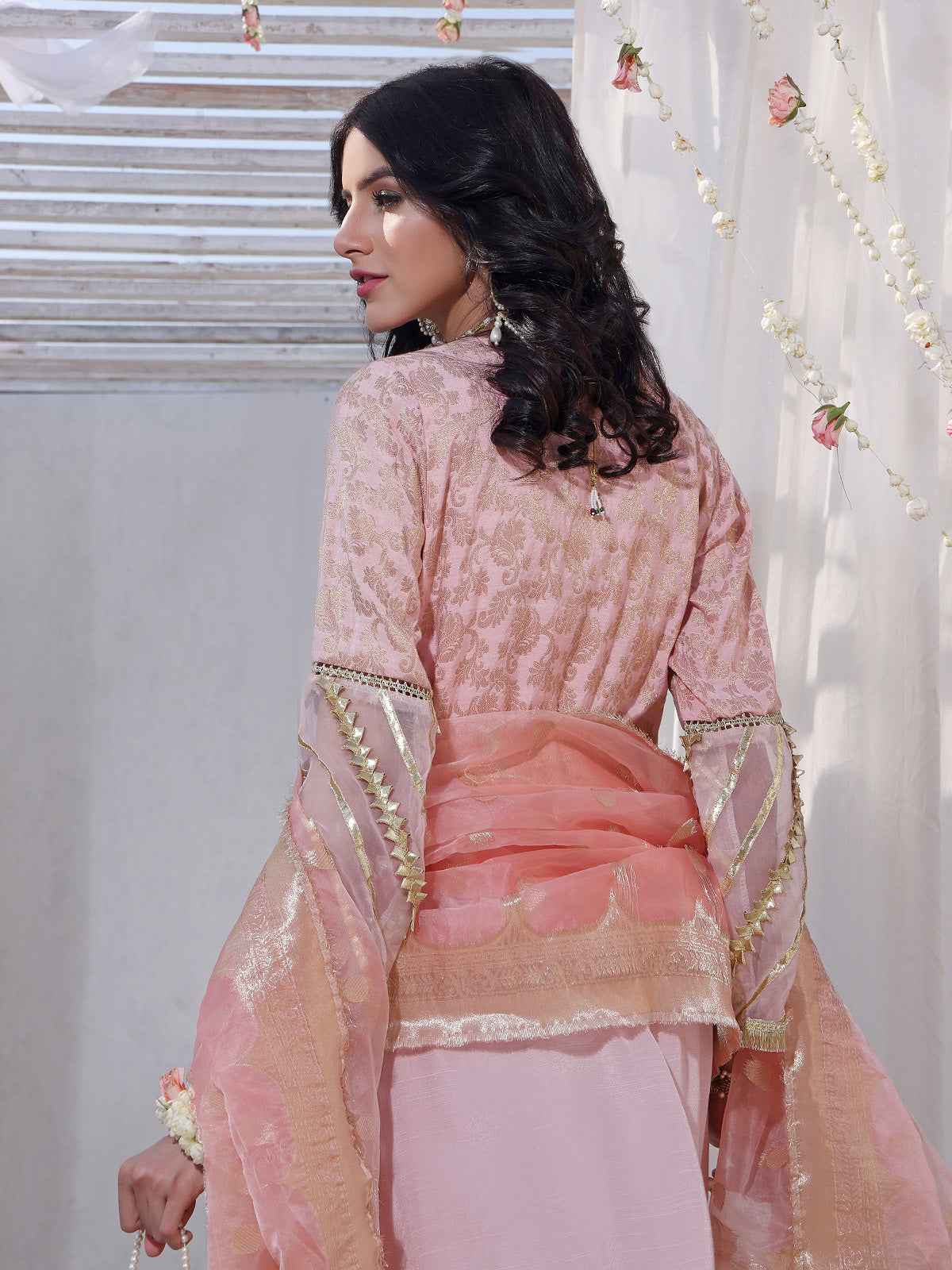 2Pc Formal Pret Shirt Trouser Raw Silk Pink - OW2P-2207023