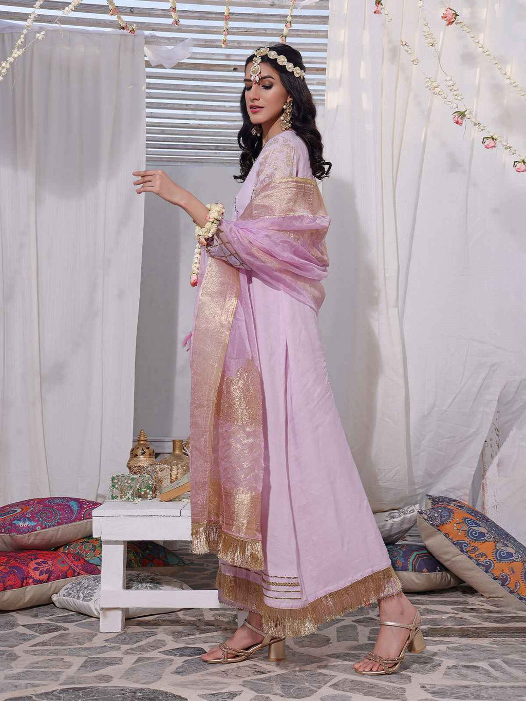 3Pc Formal Suit Pret Raw Silk Purple - OW3P-2207028