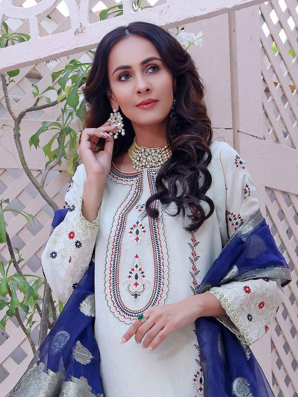 2Pc Embroidered Pret Shirt Dupatta Masoori Fawn - OWE2P-2209003
