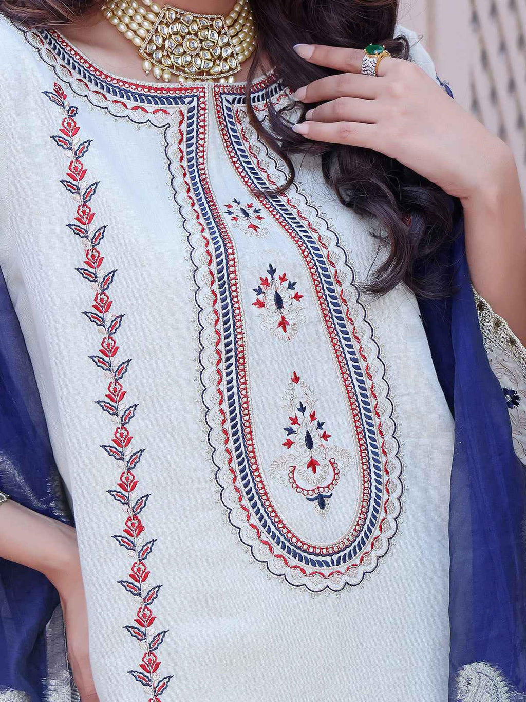 2Pc Embroidered Pret Shirt Dupatta Masoori Fawn - OWE2P-2209003