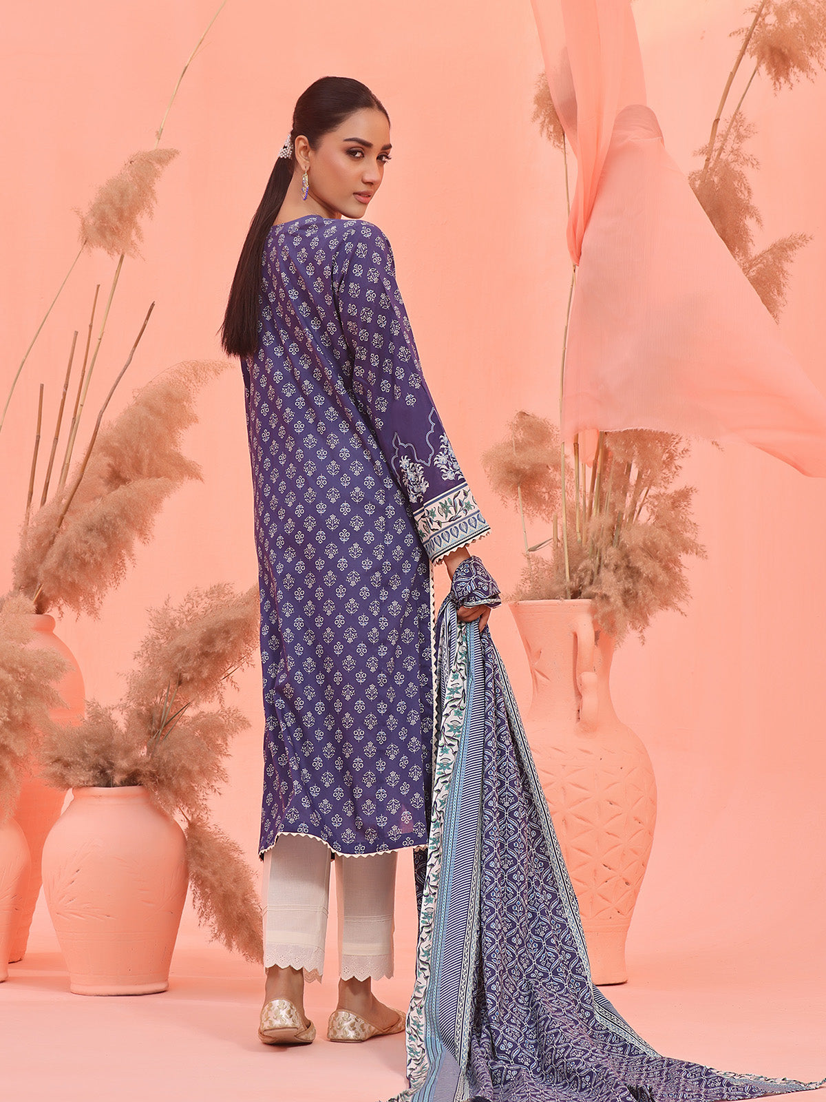 2Pc Printed Pret Shirt Dupatta Lawn Blue - OW2P-2401038