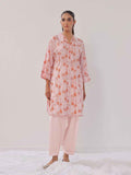 2Pc Printed Pret Shirt Trouser Cambric Pink - OW2P-2408013