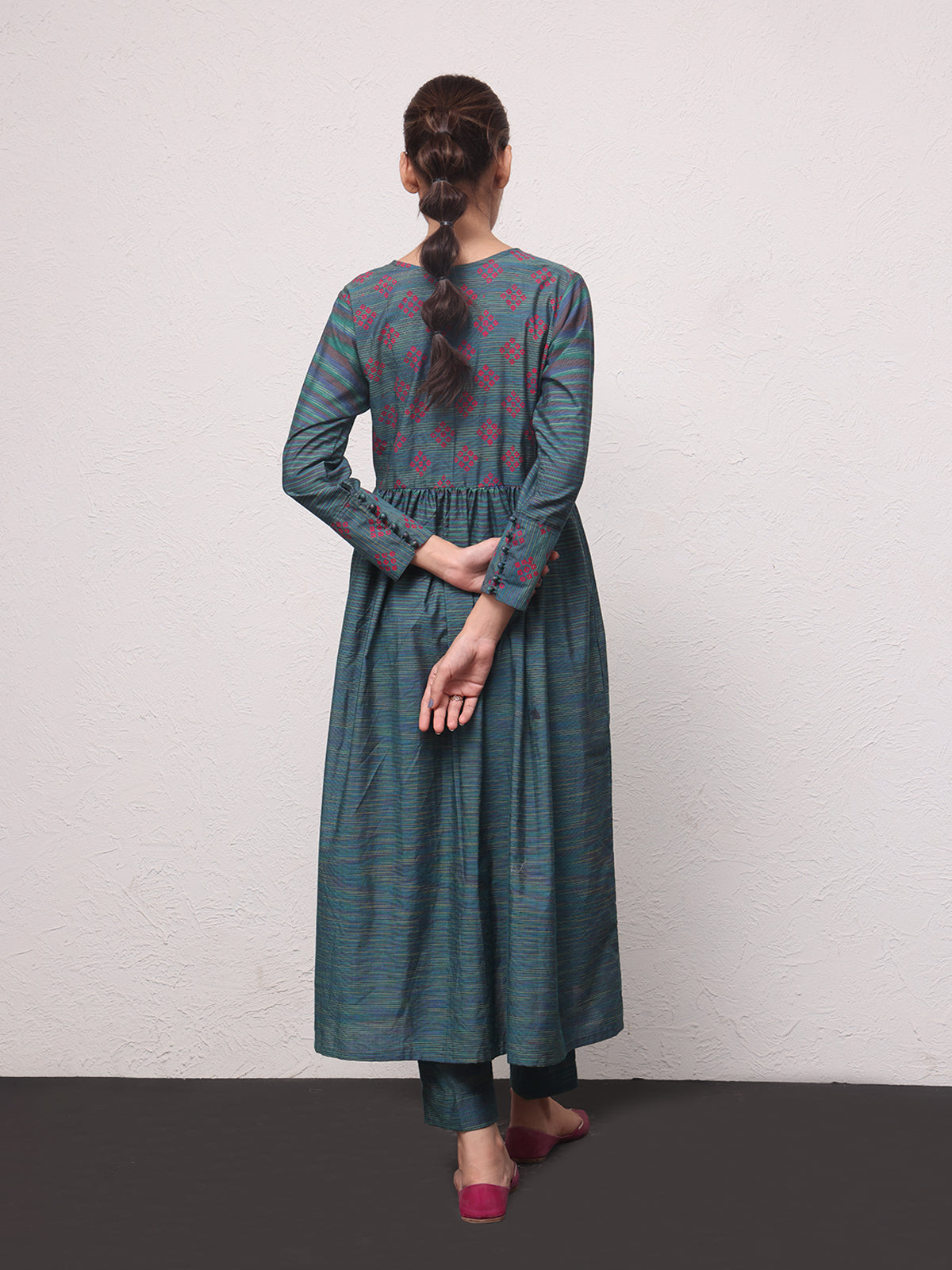 2Pc Printed Pret Shirt Trouser Yarn Dyed Green - OW2PG-2306012