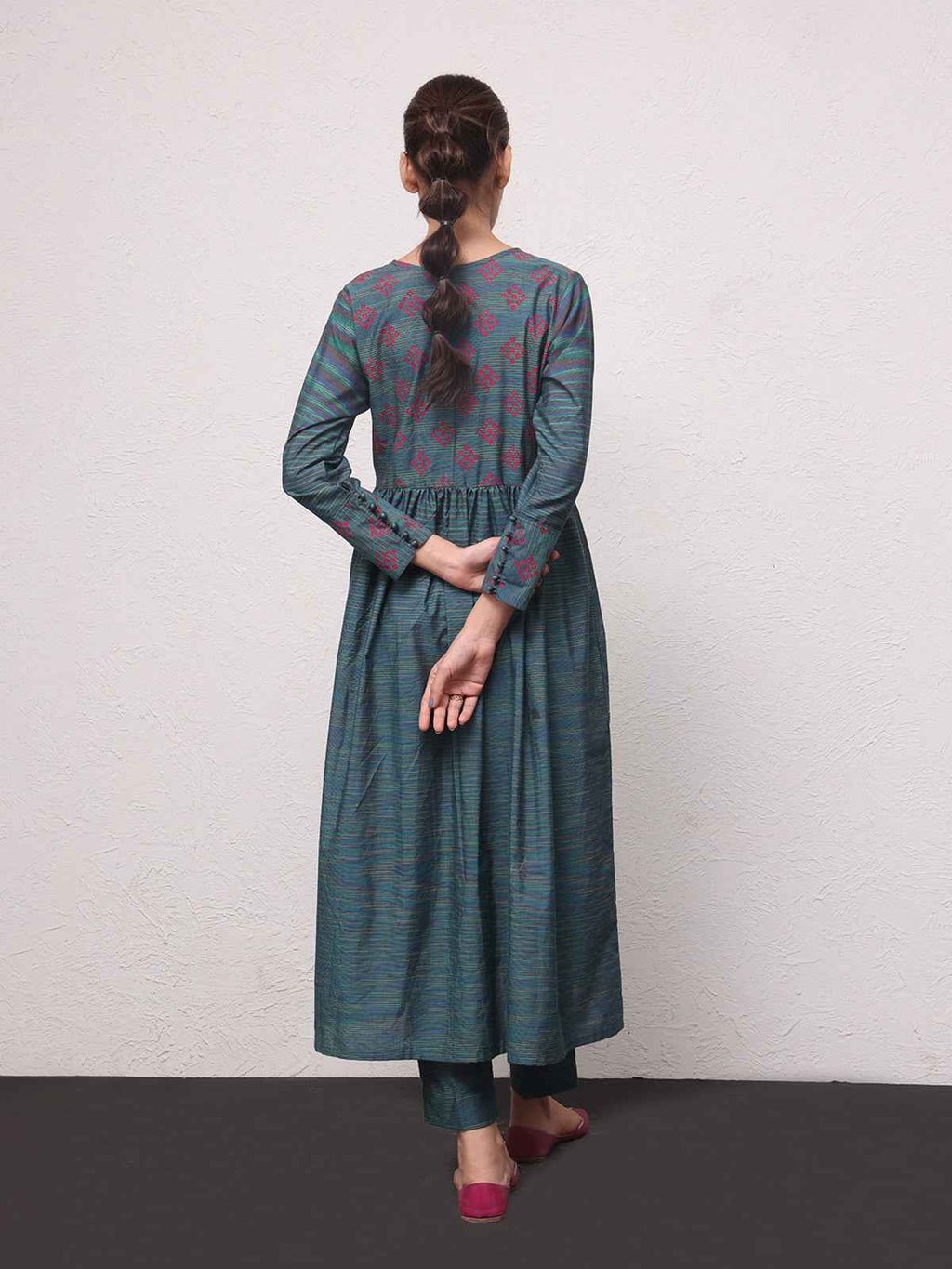 2Pc Printed Pret Shirt Trouser Yarn Dyed Green - OW2PG-2306012