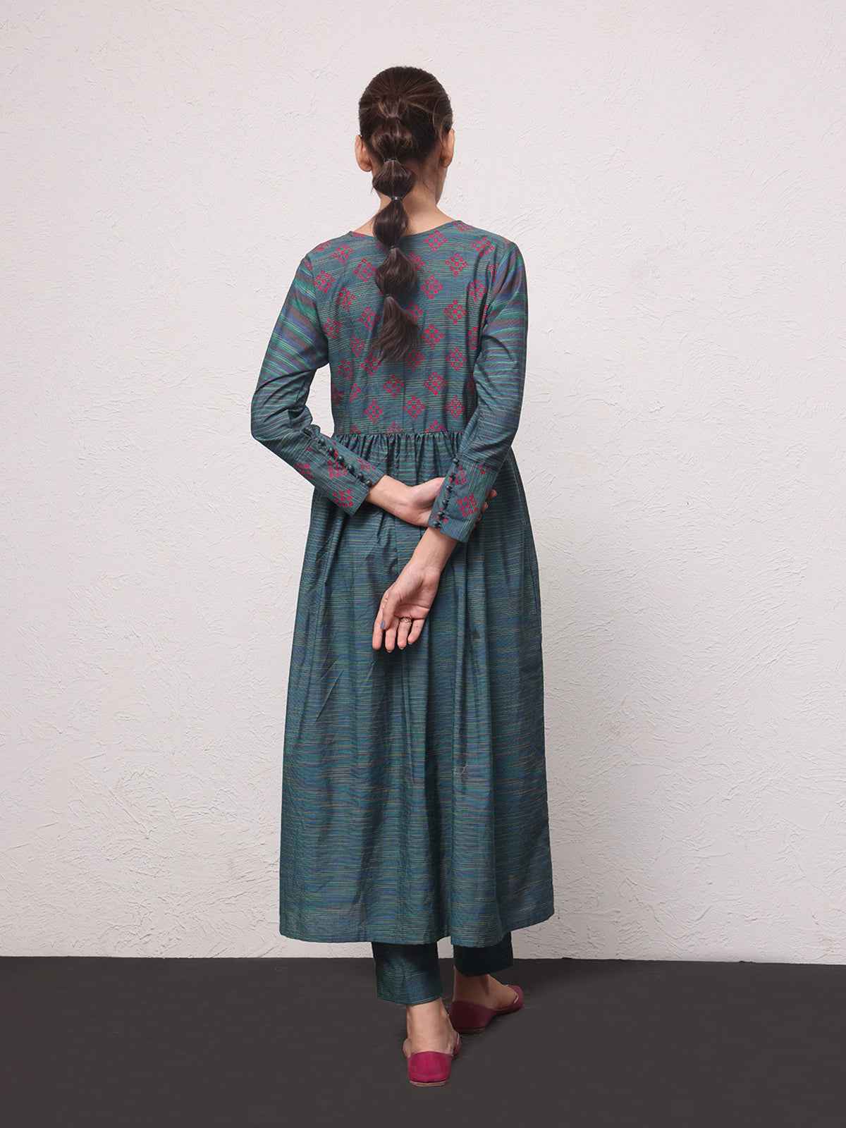 2Pc Printed Pret Shirt Trouser Yarn Dyed Green - OW2PG-2306012