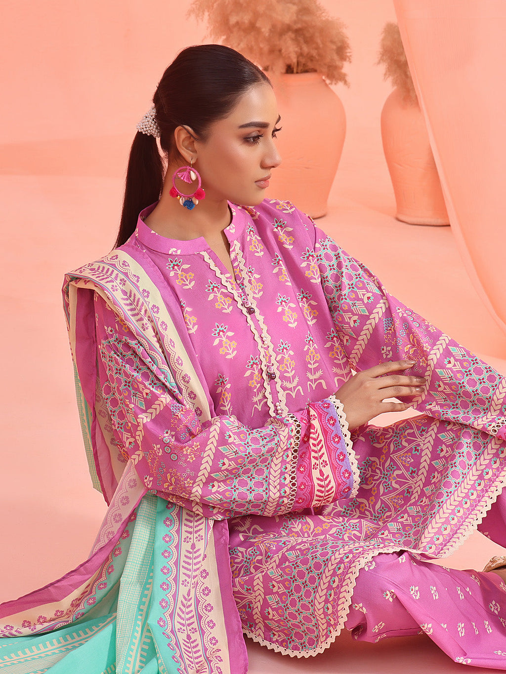 3Pc Printed Suit Pret Lawn Lavender - OW3P-2401019