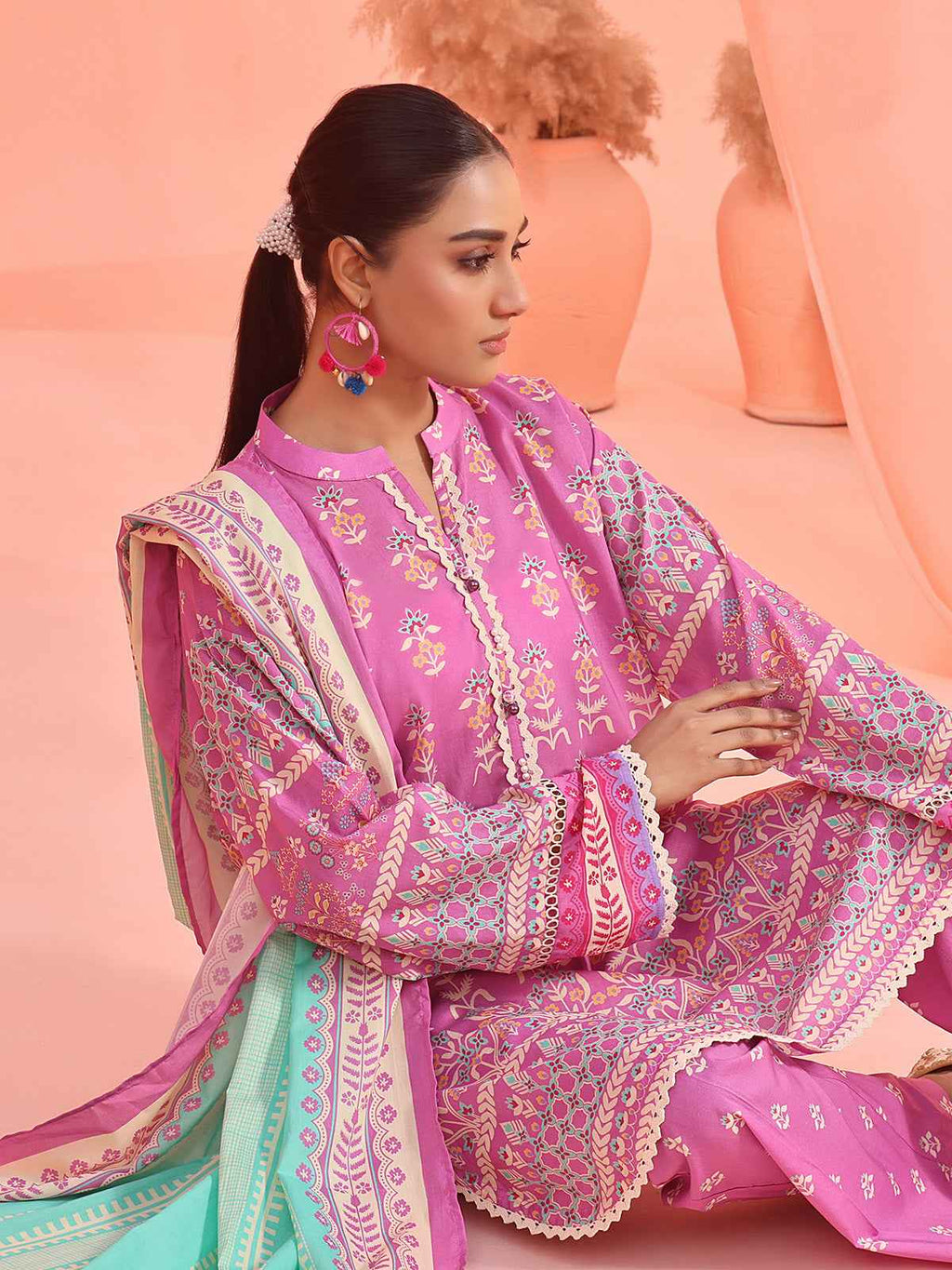 3Pc Printed Suit Pret Lawn Lavender - OW3P-2401019