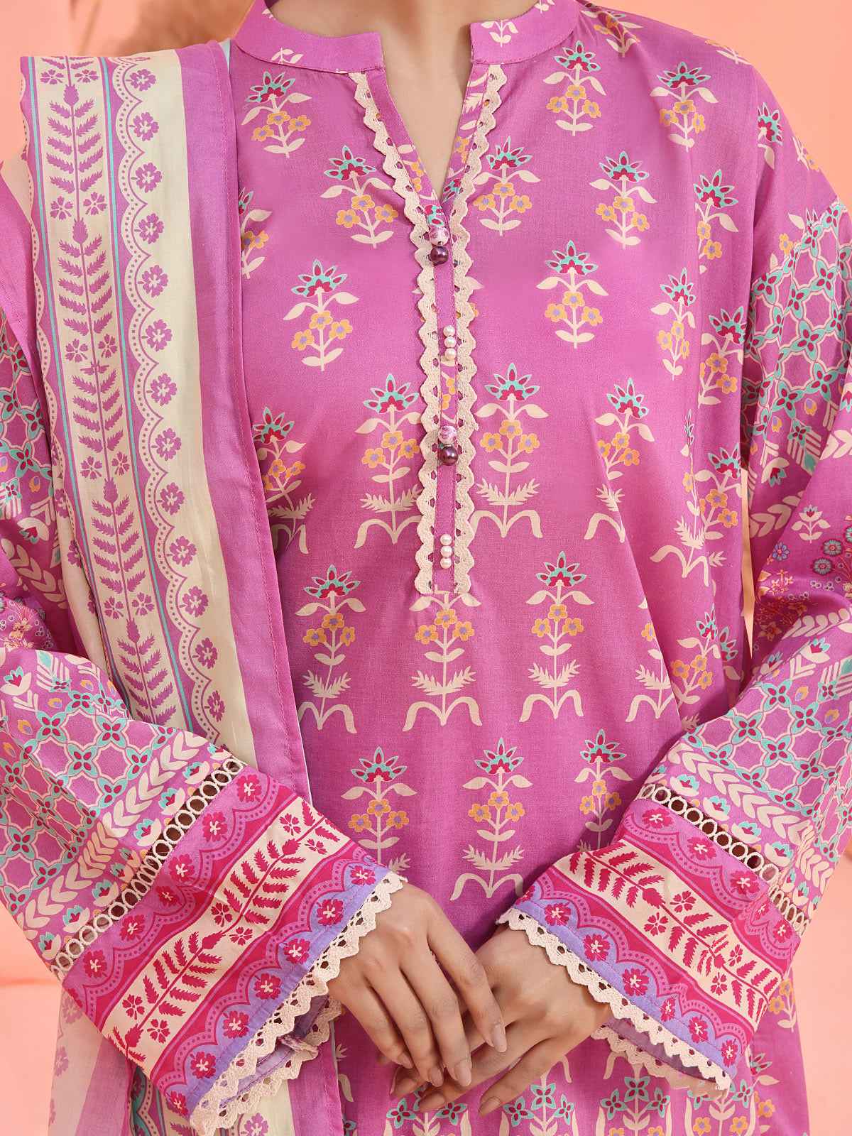 3Pc Printed Suit Pret Lawn Lavender - OW3P-2401019