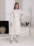 2Pc Screen Print Pret Shirt Trouser Cambric Off White - OW2P-2508010