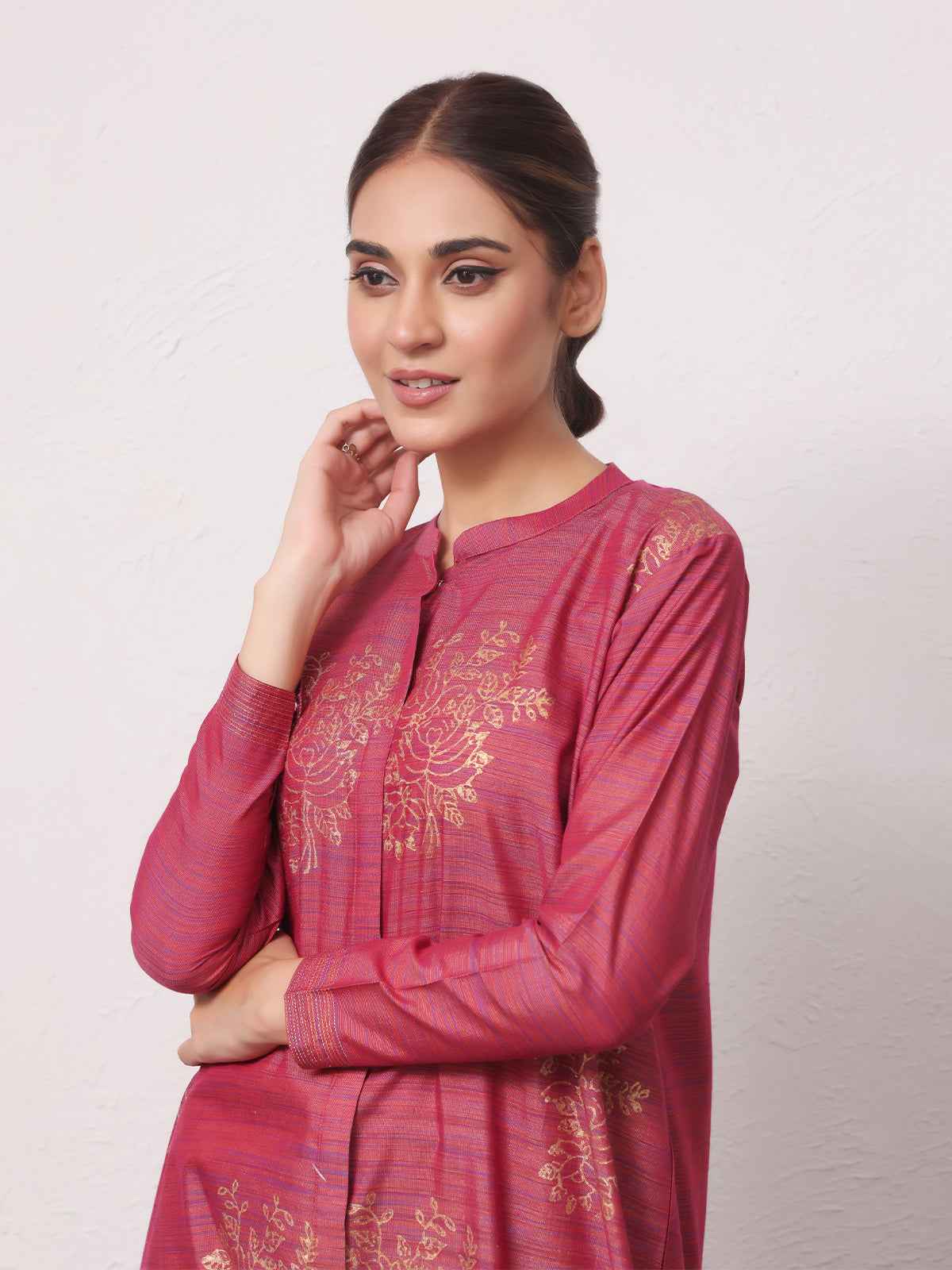 1Pc Printed Pret Kurti Yarn Dyed Atishi - OWKTG-2306013-1