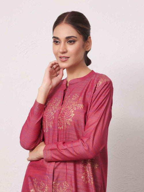 1Pc Printed Pret Kurti Yarn Dyed Atishi - OWKTG-2306013-1