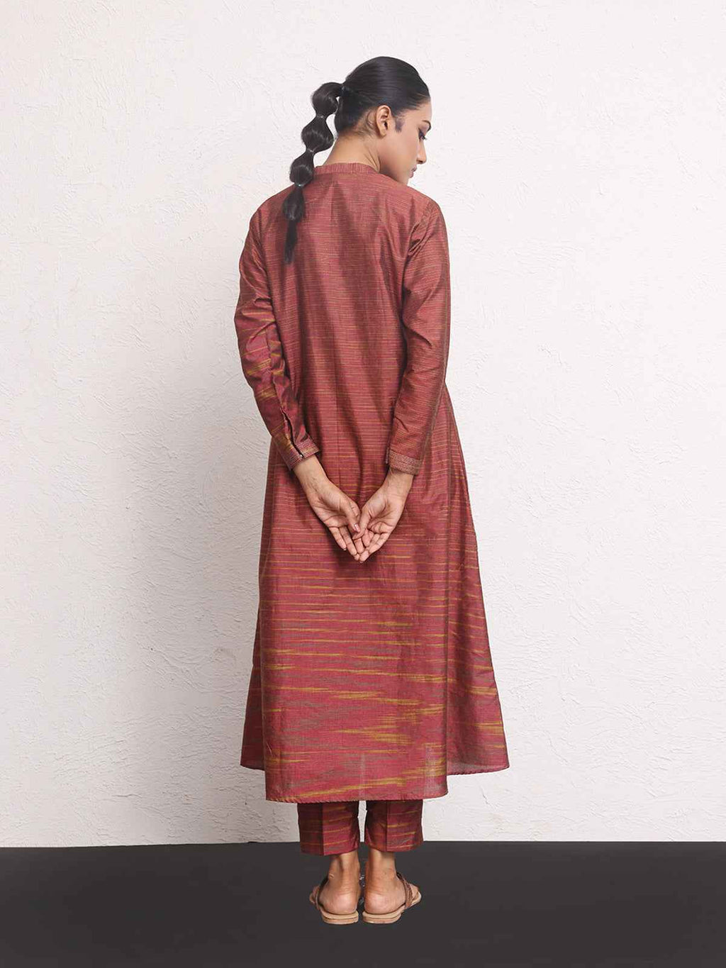1Pc Printed Pret Kurti Yarn Dyed Rust - OWKTG-2306013