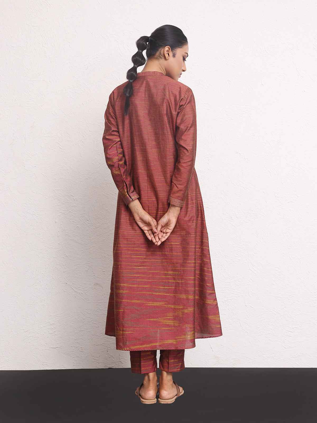 1Pc Printed Pret Kurti Yarn Dyed Rust - OWKTG-2306013