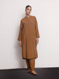 2Pc Solid Pret Shirt Trouser Yarn Dyed Brown - OW2PG-2306001