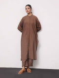 2Pc Solid Pret Shirt Trouser Yarn Dyed Brown - OW2PG-2306006-1