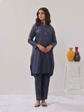 2PCs Solid Pret Shirt Trouser Yarn Dyed Light Blue - OW2PG-2406005