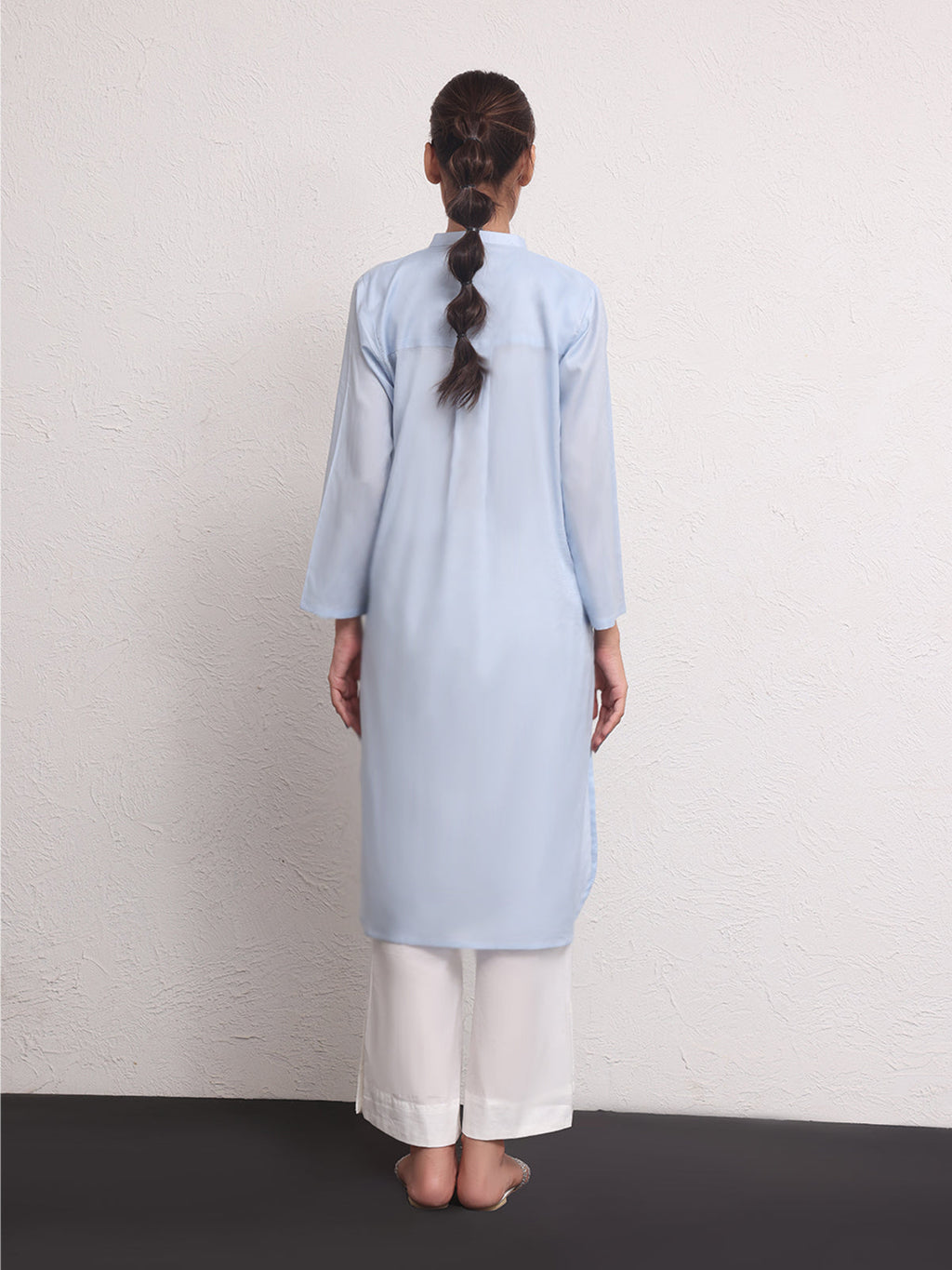 1Pc Solid Pret Kurti Jacquard Sky Blue - OWKTG-2309016