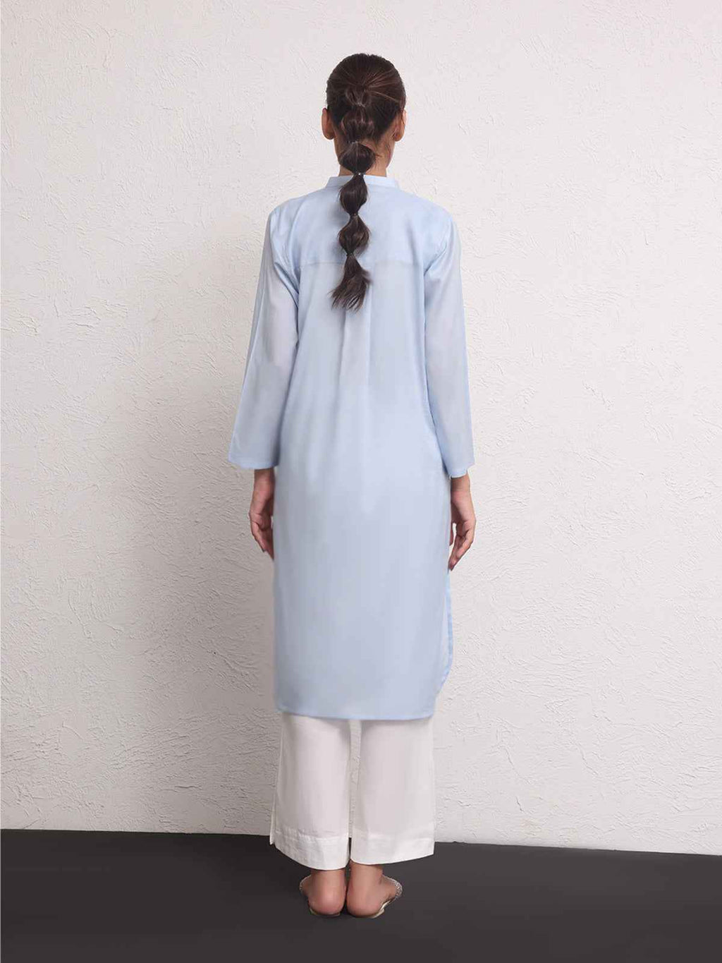 1Pc Solid Pret Kurti Jacquard Sky Blue - OWKTG-2309016