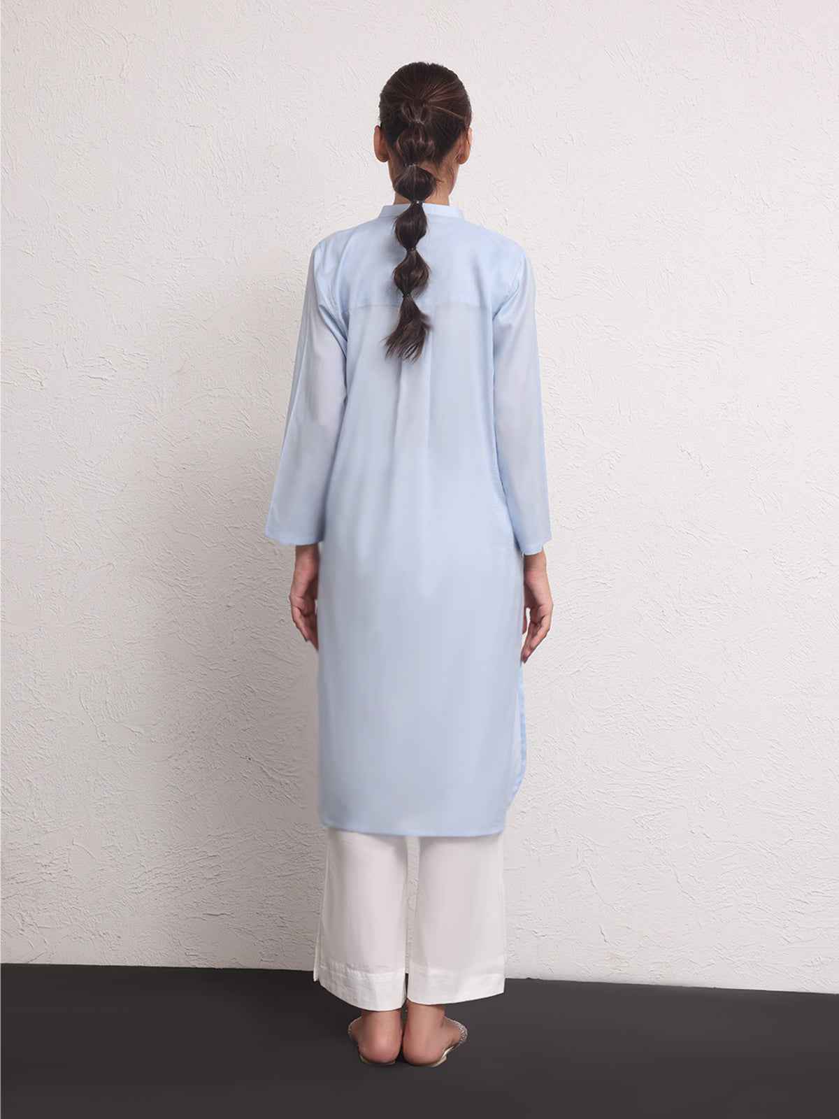 1Pc Solid Pret Kurti Jacquard Sky Blue - OWKTG-2309016