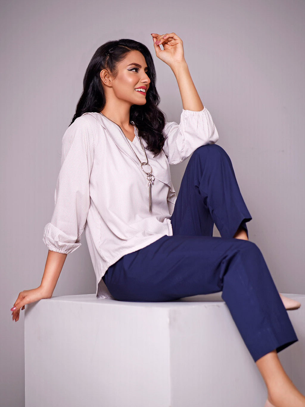 1Pc Solid Fusion Top Cotton Beige - OWTP-1906003