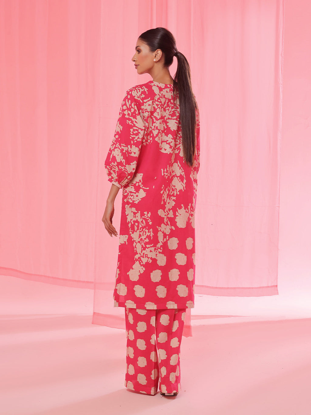 2Pc Printed Unstitched Shirt Trouser Lawn Red - OL2PT-6349-A