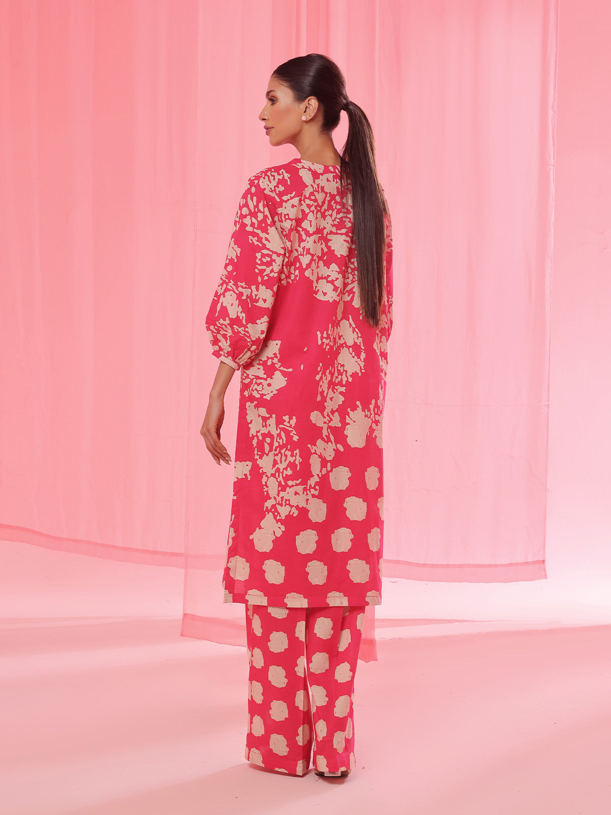 2Pc Printed Unstitched Shirt Trouser Lawn Red - OL2PT-6349-A