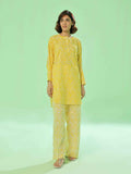 2Pc Printed Unstitched Shirt Trouser Lawn Yellow - OL2PT-6368-A