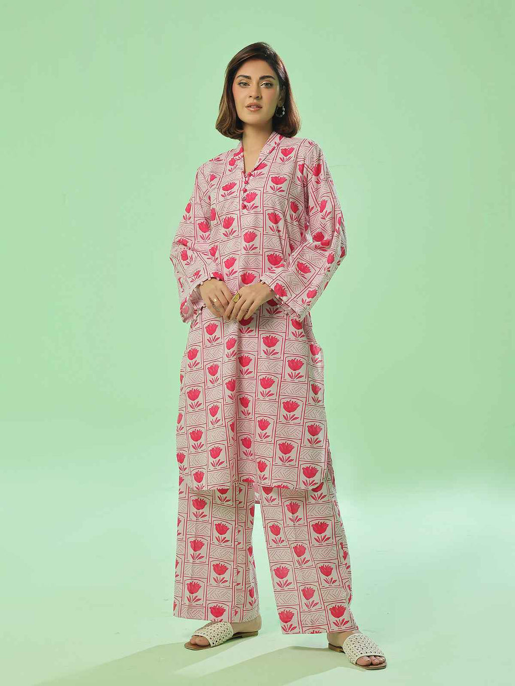 2Pc Printed Pret Shirt Trouser Lawn Pink - OW2P-2505031